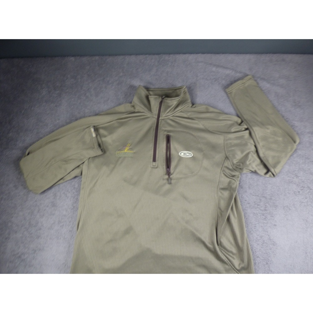 Drake Waterfowl Systems Mens Olive Green 1/4 Zip Grid Fleece Pullover Large